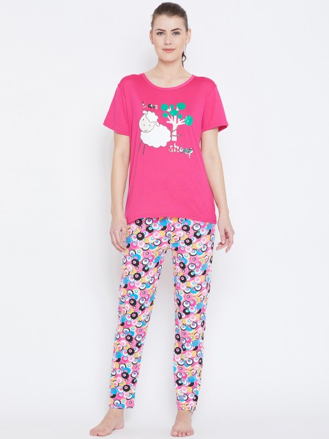 

Camey Women Pink Printed Night Suit NSH218-2024_PINL