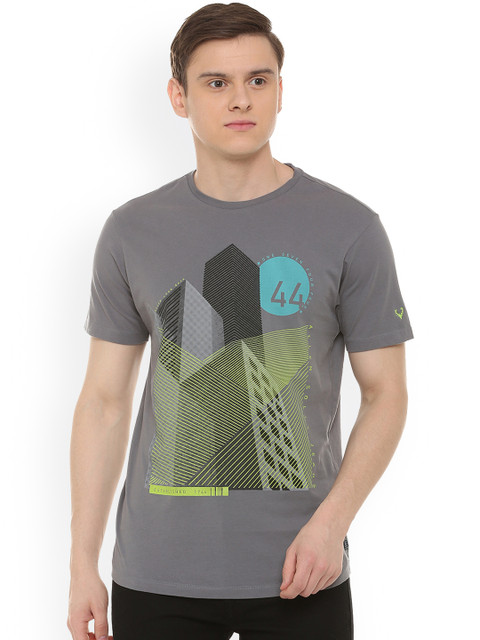 

Solly Jeans Co. Men Grey Printed Round Neck T-shirt