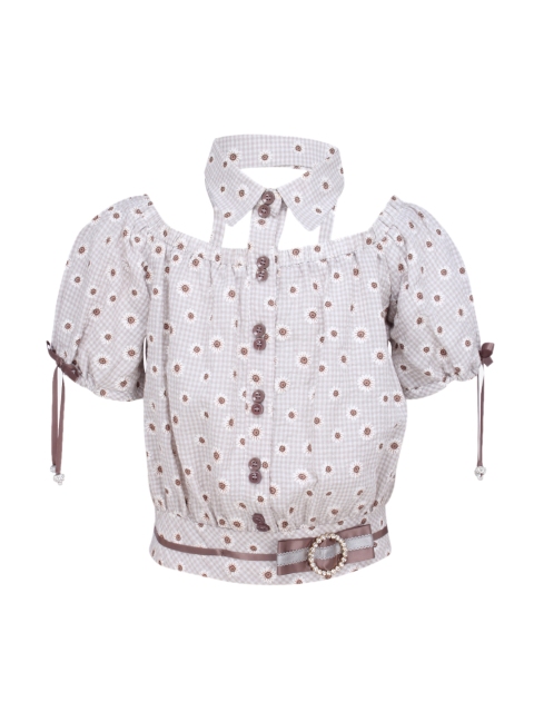 

CUTECUMBER Girls Grey Printed Top
