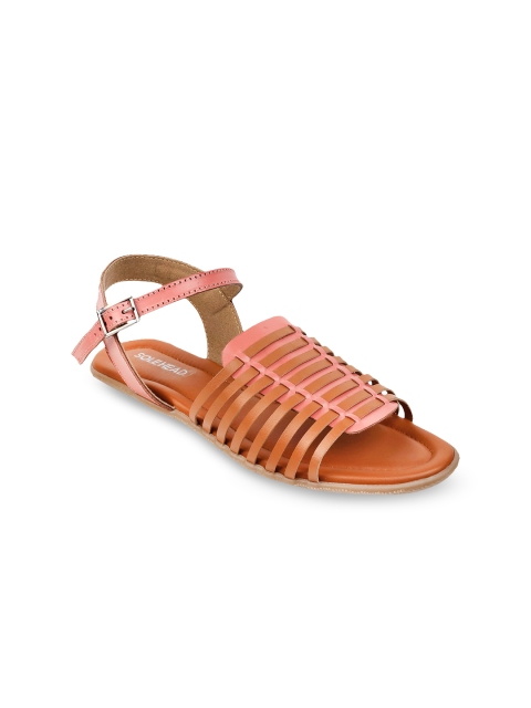 

SOLE HEAD Women Pink & Tan Brown Solid Open Toe Flats