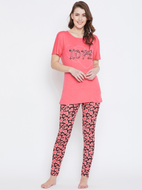 

Camey Women Pink & Red Printed Night suit