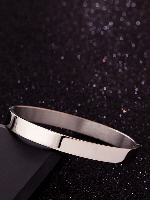 

Dare by Voylla Silver-Toned Stainless Steel Silver-Plated Handcrafted Kada