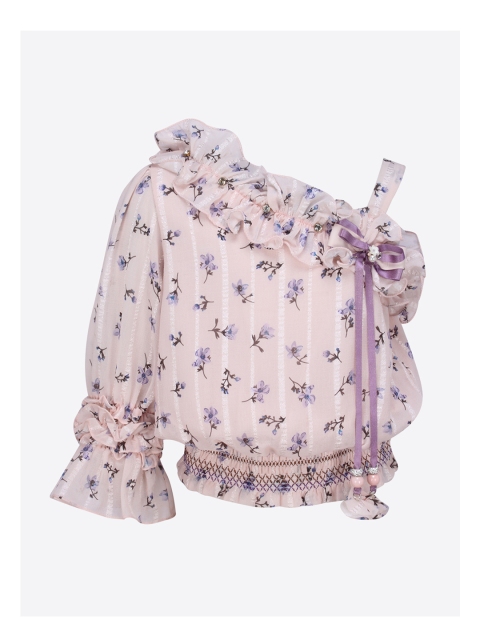 

CUTECUMBER Girls Peach-Coloured Printed Top