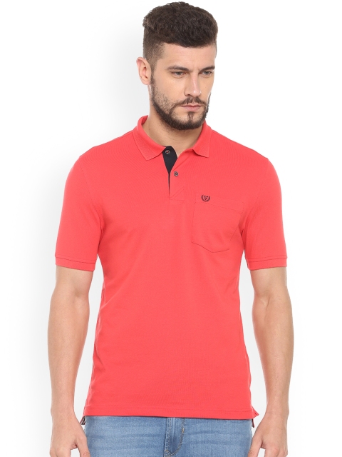 

Van Heusen Sport Men Coral Red Solid Polo Collar T-shirt