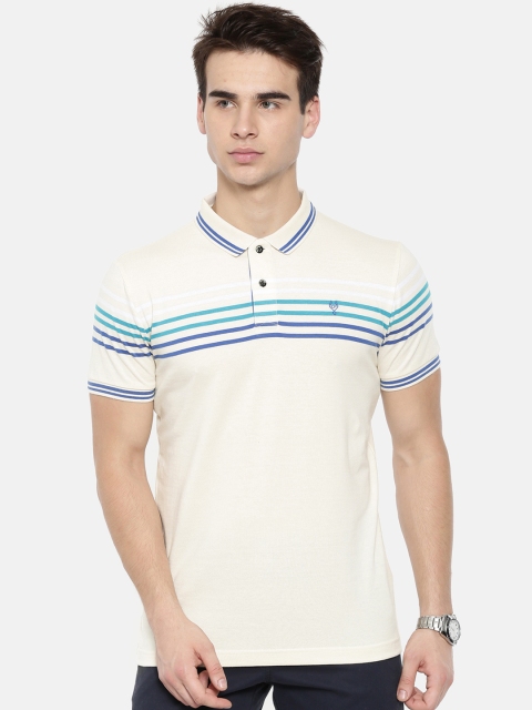 

Classic Polo Men Cream-Coloured Striped Polo Collar T-shirt