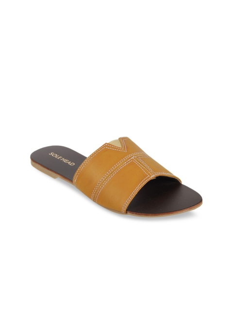

SOLE HEAD Women Mustard Yellow Solid Open Toe Flats