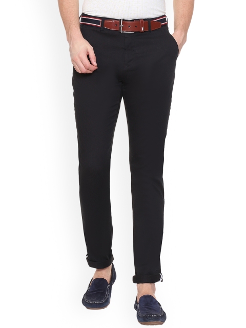 Van Heusen Sport Men Black Slim Fit Solid Regular Trousers