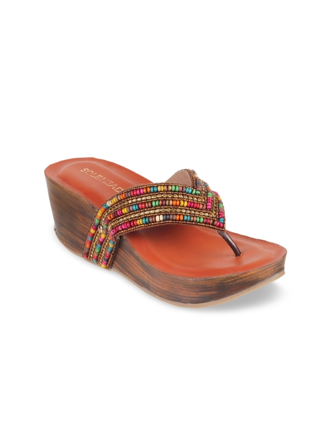 

SOLE HEAD Women Brown Solid Sandals