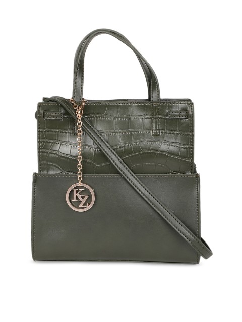 

Kazo Olive Green Textured Handheld Bag