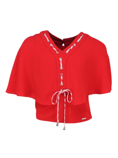 

CUTECUMBER Girls Red Solid Cape Top