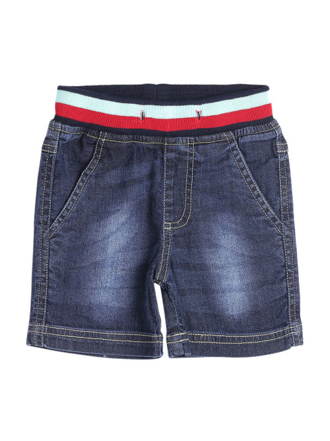 

612 league Boys Navy Blue Washed Regular Fit Denim Shorts