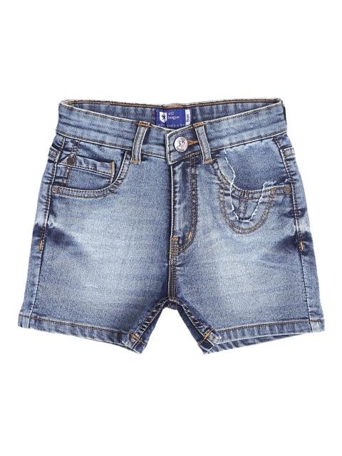 

612 league Girls Blue Washed Regular Fit Denim Shorts