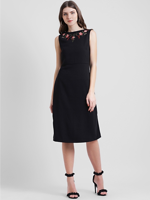 Leo Sansini Women Black Solid Fit and Flare Dress