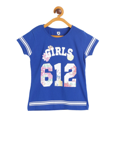 

612 league Girls Blue Printed Top