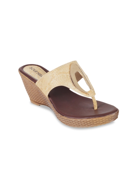 

SOLE HEAD Women Gold-Toned Solid Sandals