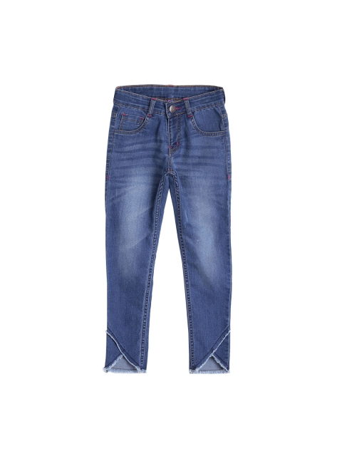 

612 league Girls Blue Regular Fit High-Rise Clean Look Jeans