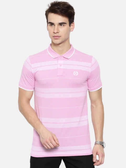 

Classic Polo Men Pink Striped Polo Collar T-shirt