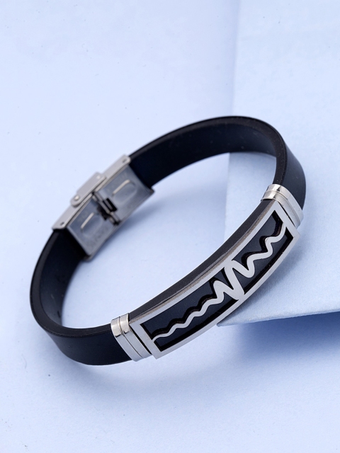 

Dare by Voylla Men Black Silver-Plated Handcrafted Bracelet