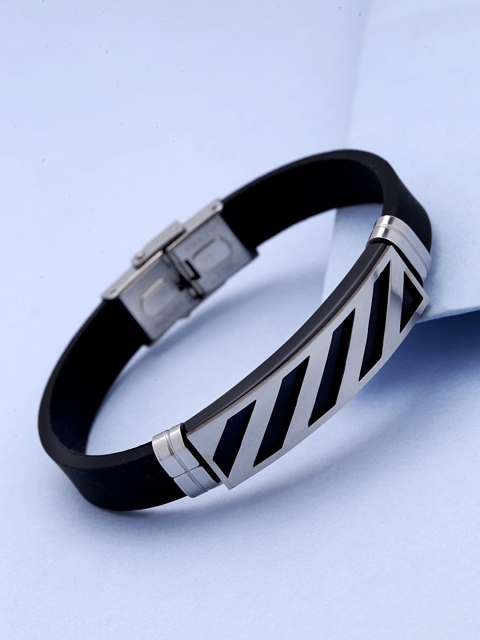 

Dare by Voylla Men Black Silver-Plated Handcrafted Bracelet