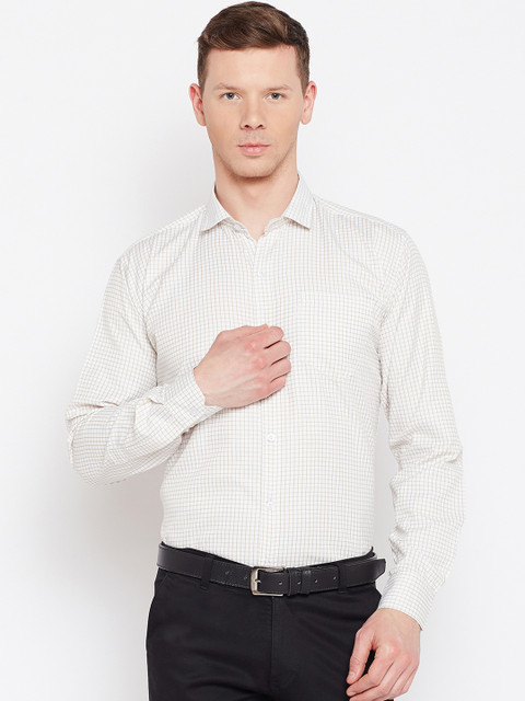 

Routeen Men Brown & Off-White Slim Fit Checked Formal Shirt