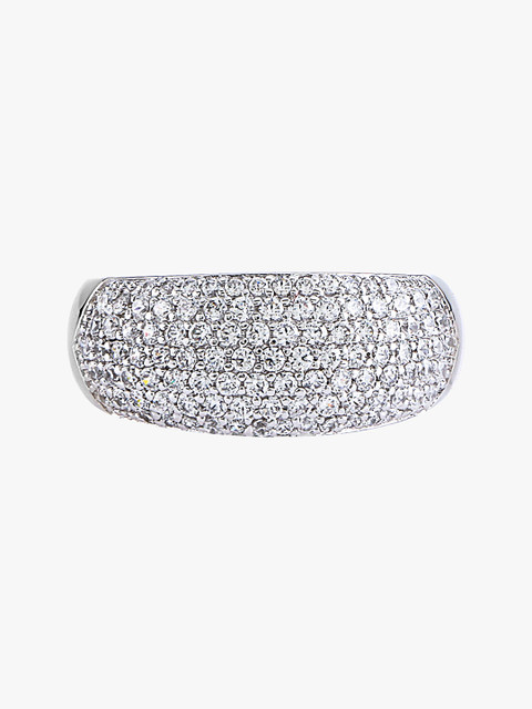 

Peora Women 925 Sterling Silver Rhodium-Plated CZ Stone-Studded Ring