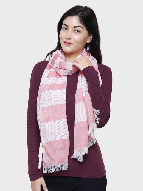 

Anekaant Women Pink & White Striped Stole