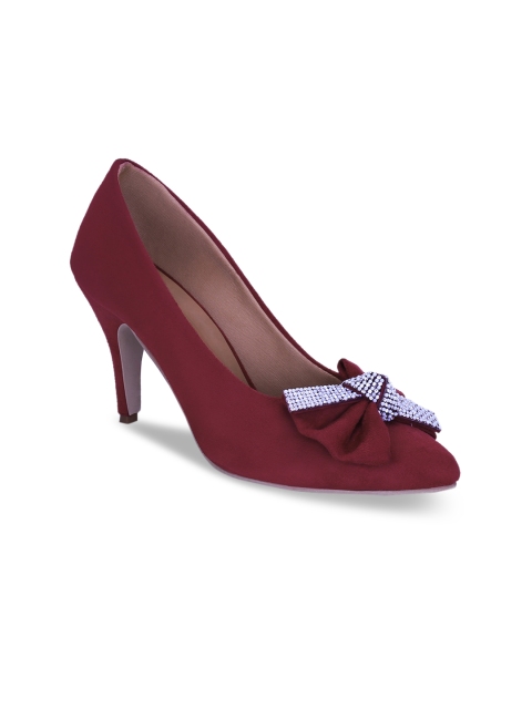 

Get Glamr Women Maroon Embellished Pumps