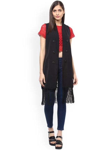 

109F Black Solid Open Front Shrug