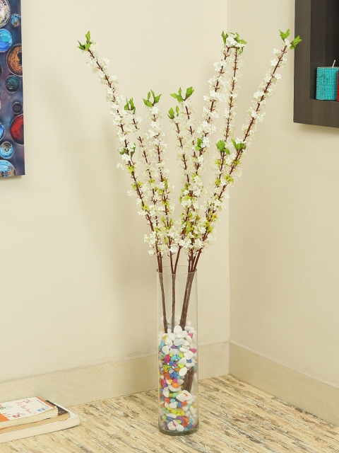 

Aapno Rajasthan Set Of 2 White & Green Artificial Flower Sticks
