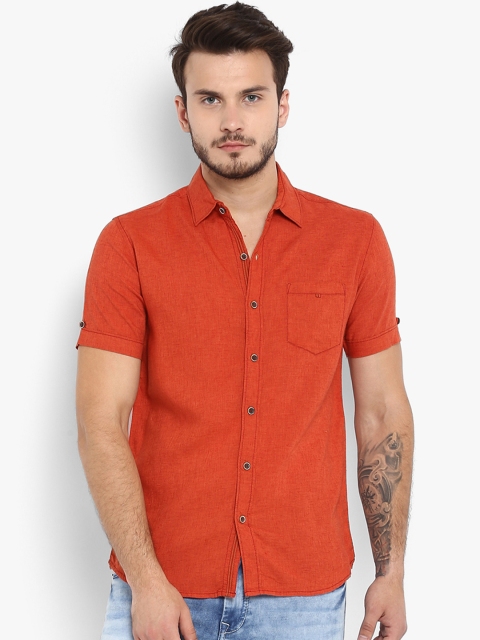 

Mufti Men Orange Slim Fit Self Design Casual Shirt