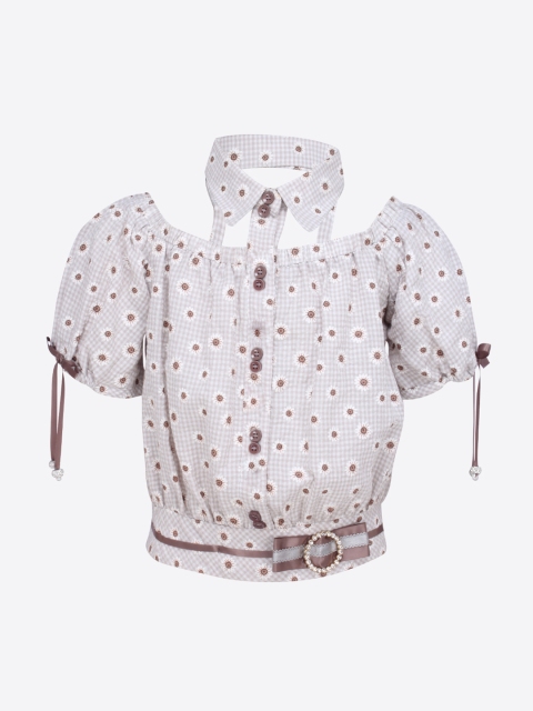 

CUTECUMBER Girls Grey Printed Shirt Style Top