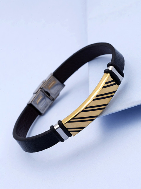 

Dare by Voylla Men Black Gold-Plated Handcrafted Bracelet