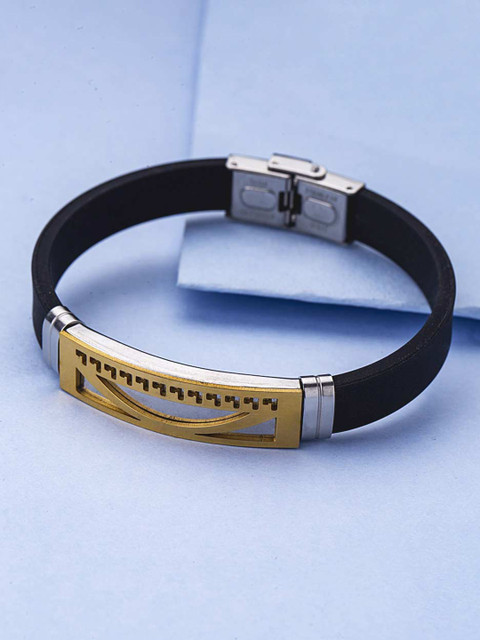 

Dare by Voylla Men Gold-Toned & Black Silver-Plated Handcrafted Bracelet