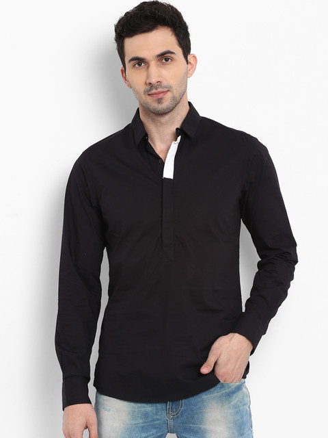 

Mufti Men Black Slim Fit Solid Casual Shirt