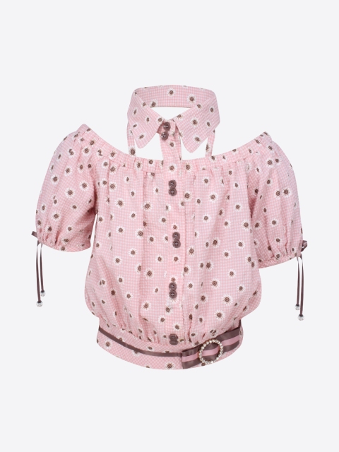 

CUTECUMBER Girls Pink Printed Shirt Style Top