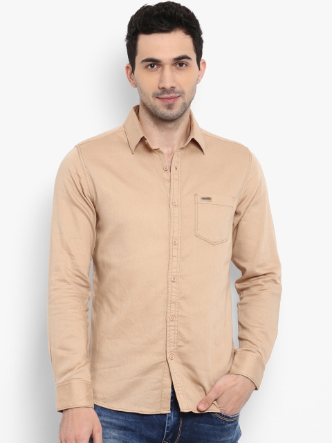 

Mufti Men Khaki Slim Fit Solid Casual Shirt