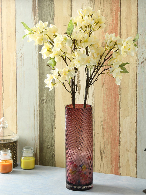 

Aapno Rajasthan Set Of 2 White Natural Look Snowflake Flower Sticks
