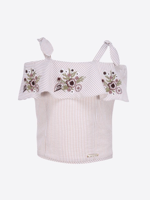 

CUTECUMBER Girls Brown Printed Top