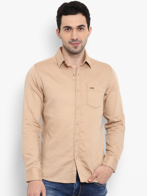 

Mufti Men Khaki Slim Fit Solid Casual Shirt