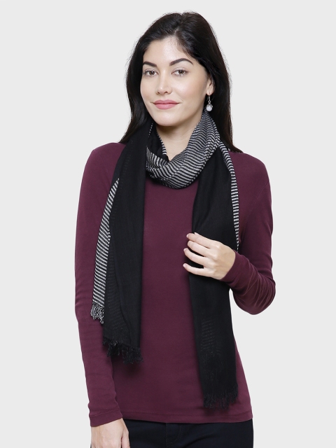 

Anekaant Women Black & White Striped Stole