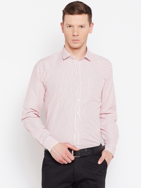 

Routeen Men Red & White Slim Fit Checked Formal Shirt