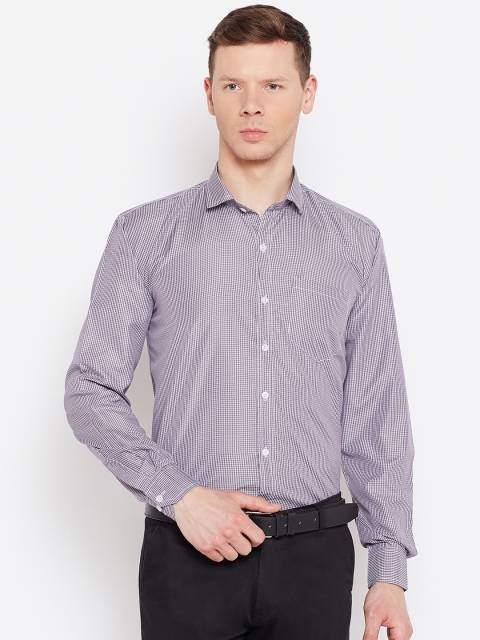 

Routeen Men Purple & White Slim Fit Checked Formal Shirt