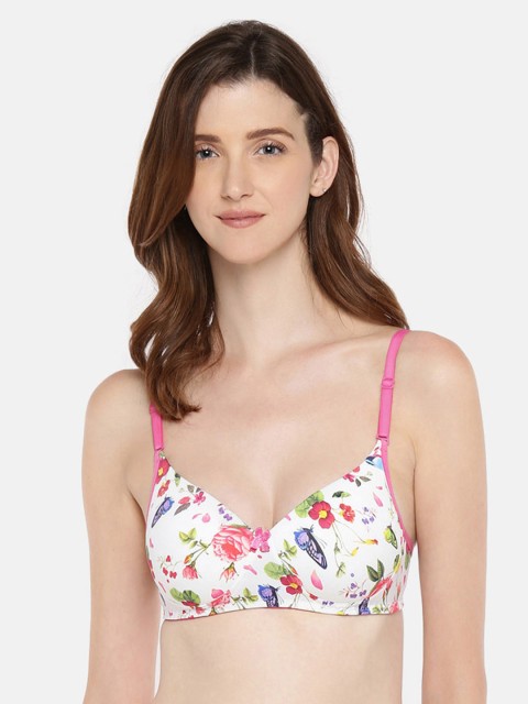 

Lady Love White Printed Non-Wired Lightly Padded Everyday Bra
