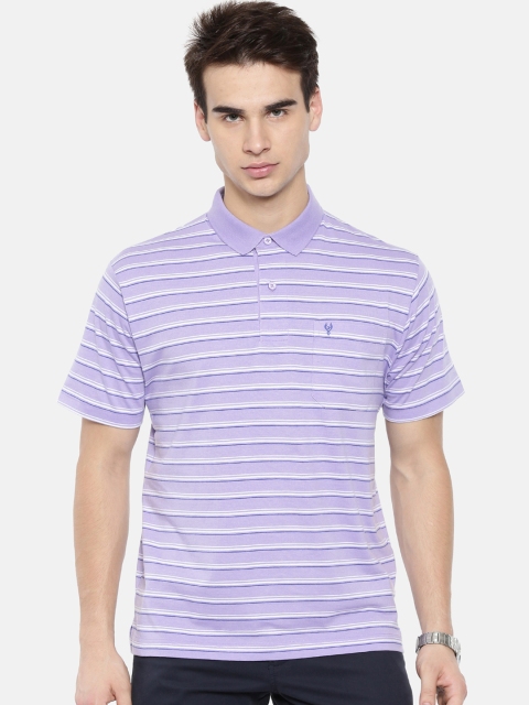 

Classic Polo Men Purple Striped Polo Collar T-shirt