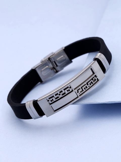 

Dare by Voylla Men Black Silver-Plated Handcrafted Bracelet