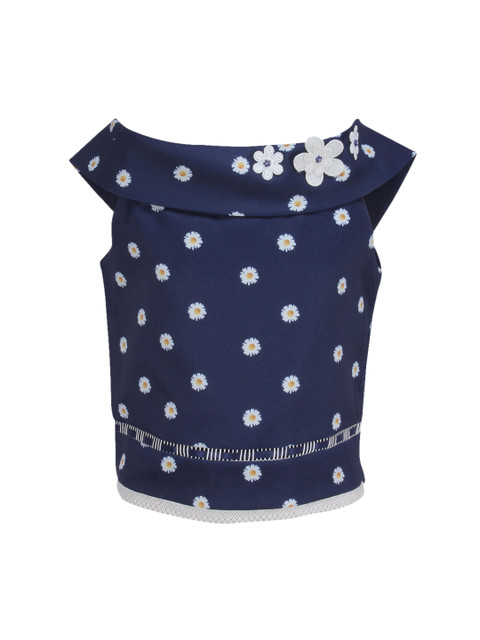 

CUTECUMBER Girls Navy Blue Printed Top