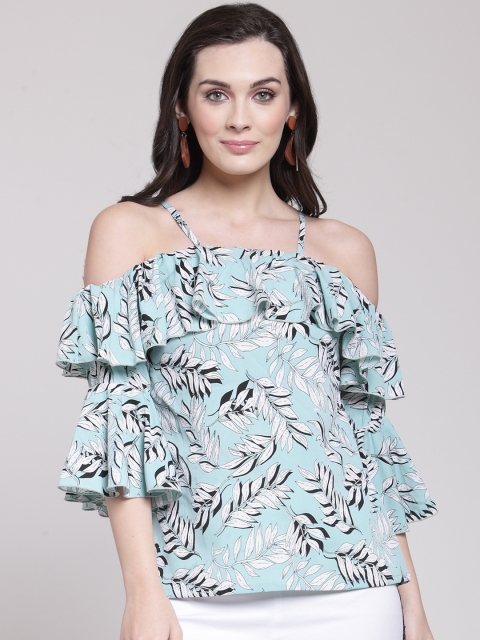 

plusS Women Blue Printed A-Line Top