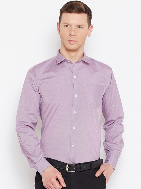 

Routeen Men Purple Slim Fit Self Design Formal Shirt