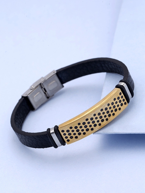

Dare by Voylla Men Black Gold-Plated Handcrafted Bracelet