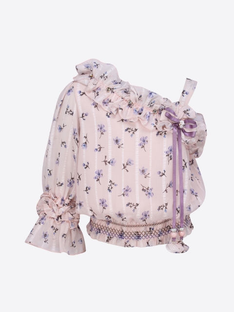 CUTECUMBER Girls Peach-Coloured Printed Top